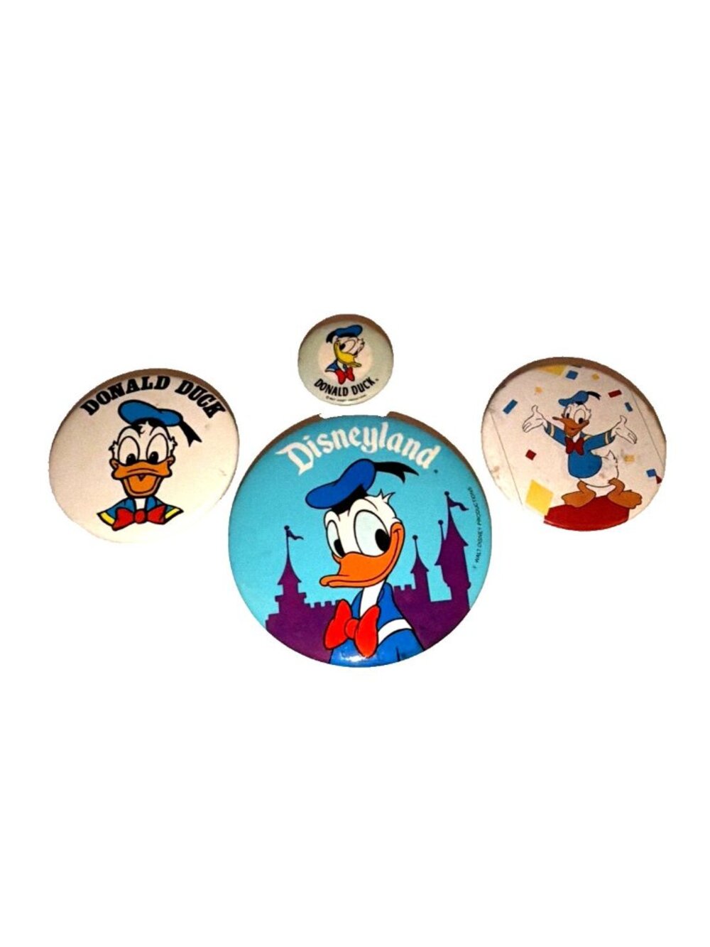 Donald Duck Disneyland Vtg Lot 4 Walt Disney Pinback Buttons